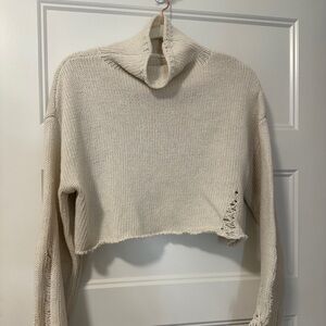 Oak + Fort Distressed Crop Knit Sweater